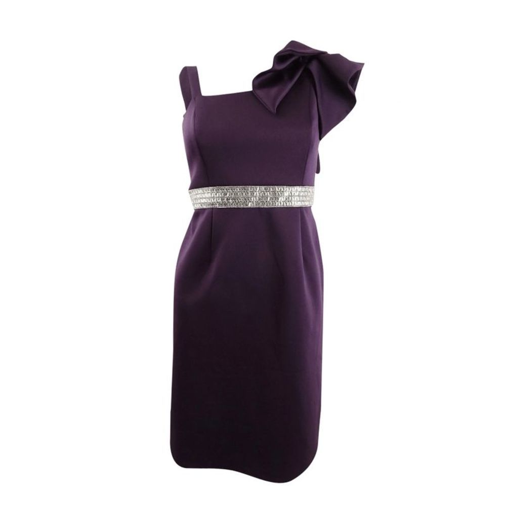 Nightway Women's Petite One-Shoulder Dress - Plum